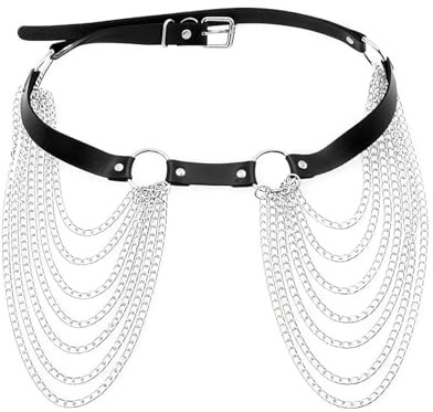 QingWing Lädersele för kvinnor punk kroppskedja, justerbar lädersele för kvinnor, punk sexig gotisk kroppskedja för rave outfit, choker sex, festival underkläder, rave festival