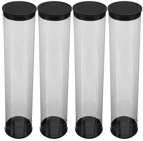 Toddmomy 4pcs Clear Golf Ball Tubes, Waterproof Golf Storage Case with Caps, Plastic Barrel Display Holder, Capacity for 5 Balls, Perfect for Storage and Display