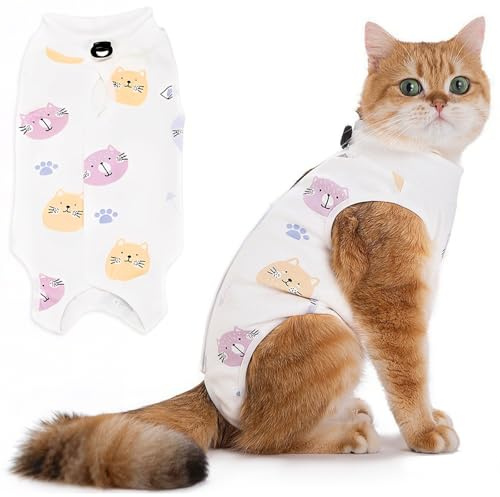 LOMSUXA Body postoperatorio para gatas, mono postoperatorio para gatos, chaleco para gatos después de una intervención quirúrgica, mono postoperatorio para gatos, para gatos(estilo B, M)