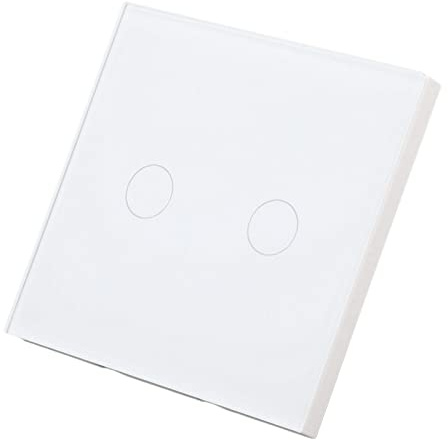 Ejoyous 2-gängs Väggbrytare, Panel Av Härdat Glas Touch Light Switch 110 240VAC Manuell Kontroll med Röd blå Indikator Flamskyddsbas för Inomhusbelysning