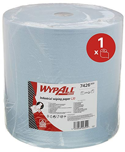 WypAll L30 Papiertücher für industrielle Reinigung 7426, Jumbo Rolle, hohe Saugfähigkeit, extra breit, 3-lagig, 1 Rolle x 670 blaue Tücher (Gesamt 670 Stück)