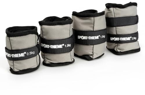 Sport-Thieme Gewichtsmanschetten für Handgelenk/Fußgelenk | 2er Set hochwertiger Handgewichte/Fußgewichte | In 1,5kg, 2kg o. 2,5kg erhältlich | Klettverschluss | Grau-Schwarz