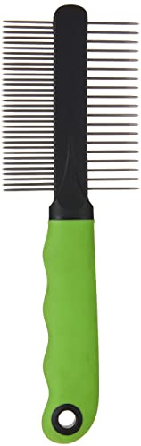 Ferplast Peigne 2 en 1 pour chiens et chats, poils mi-longs et longs, dents chromées arrondies, manche antidérapant