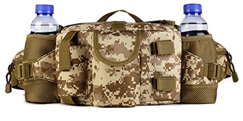 ProtectorPlus Huntvp - Marsupio tattico con Tasca per Bottiglia d'Acqua, Impermeabile, per Caccia, Campeggio, Trekking, Desert Camouflage, 16.9 W x 6.3 H x 4.3 D