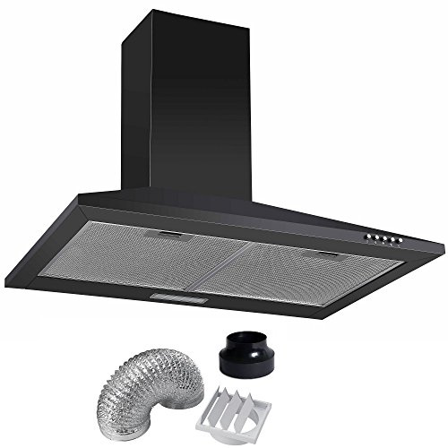 Cookology CH700BK 70cm Chimney Cooker Hood in Black & Duct