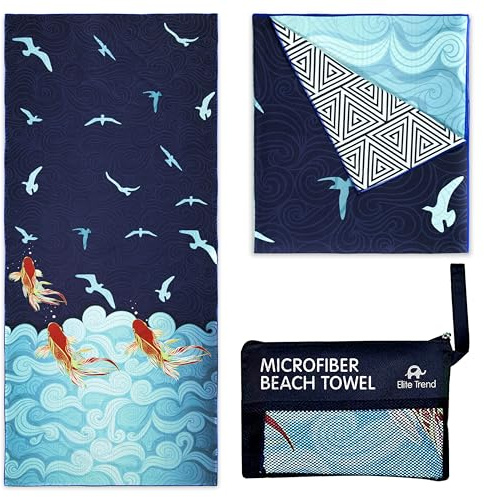 Quick Dry Towel Extra Large 78x35 Inch - Microfiber Beach Towel - Perfect for Beach, Travel, Swimming, Pool, Yoga, Hiking, Camping - Lightweight, Fast Drying, Compact for Adults (Koi Fish)