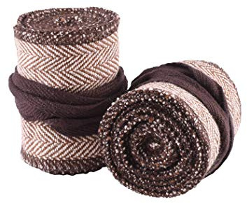 Battle-Merchant Paire de goulottes médiévales pour enfant - Motif chevrons - Pour pantalon médiéval - En coton - Pour viking - Marron et naturel