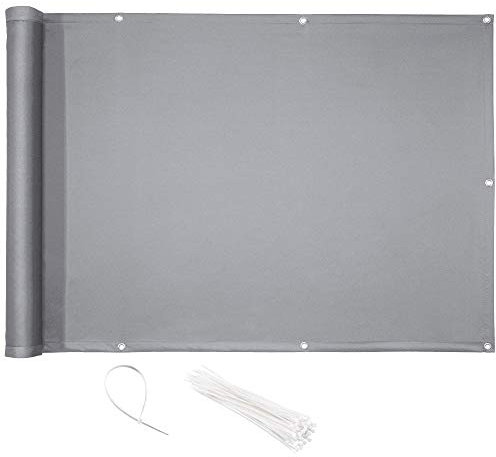 CelinaSun Schermo Privacy 1,2 x 5 m Schermo di Recinzione PES Grigio Chiaro con Fascette di Fissaggio Idrorepellente per balconi