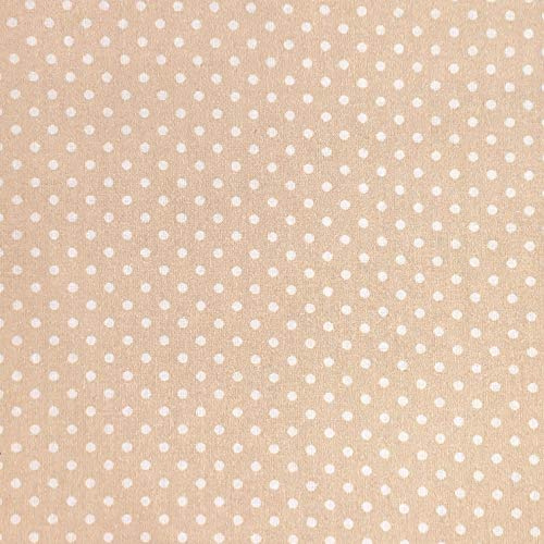 Baumwollstoff mit Punkten, 3 mm Erbsenflecken, für Kleider, Masken, Quilten, Stoff, 140 cm breit, Beige, pro halber Meter