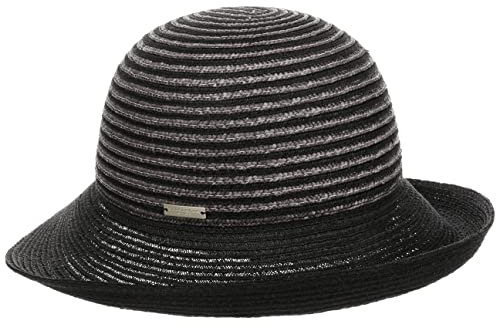 Seeberger Levia Bortenhut mit Aufschlag Damenhut Strohhut Glockenhut Sommerhut Sonnenhut Damen - Frühling-Sommer Sommer - One Size schwarz-anthrazit