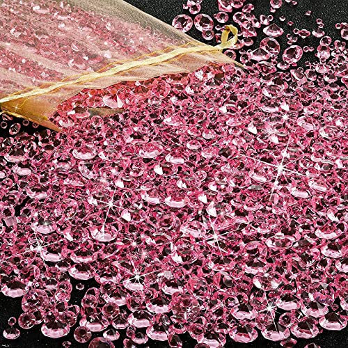 4000 Pezzi Diamantini Decorativi Cristalli, 3 Taglie Diamanti di Cristallo Acrilico, Cristalli Decorativi Diamanti Decorativi per Riempire Vasi, Tavolo da Pranzo, Matrimonio, Festa（Rosa）