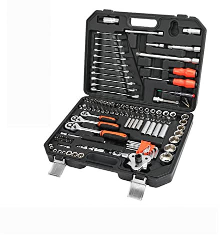 Handwerkzeug-Sets, Auto-Reparatur-Werkzeug-Set, mechanischer Werkzeugkasten für Zuhause, Heimwerker, 1/4-Zoll-Steckschlüssel-Set, Ratschen-Schraubendreher-Bits (Farbe: 122 Stück) (122 Stück) (12