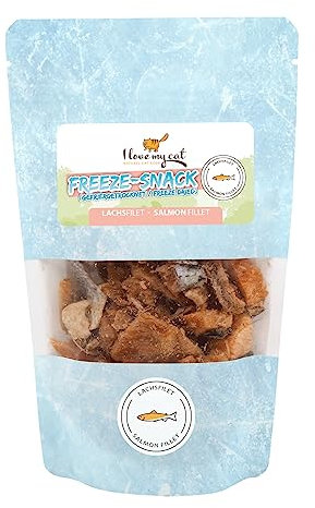 I Love My cat Freeze-Snack für Katzen Lachsfilet (gefriergetrocknet) 25 g Gesunde Snacks für Katzen, frei von künstlichen Zusätzen. Natürliche Katzenleckerlies.