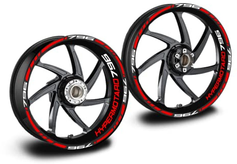 adesivi cerchi compatibili per moto ducati hypermotard 796 rossi bianchi (bianco)