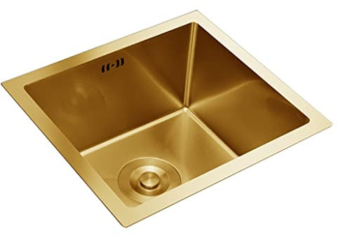 304 Rostfritt Stål Diskbänk Golden Enkel Diskho - Rektangulär Mini Kök (Guld, 40 * 36 cm)