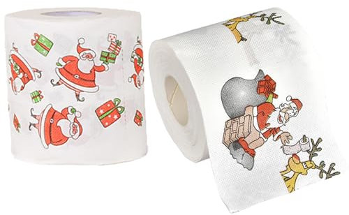 Rouleau de papier toilette de Noël Papier toilette de Noël Papier toilette de Noël 2 rouleaux Rouleau de papier toilette de Noël imprimé Père Noël Papier toilette drôle joyeux Noël en vrac Décor