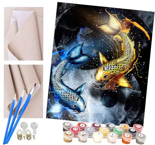 ToeTs Pintar por Numeros Adultos Niños, DIY Paint by Numbers Cuadros carpa estrella Incluye Lienzo, Pincel, Pigmento Acrílico, Decoraciones para El Hogar (20*16)