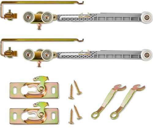 Tandefio Set di 2 ganci per porta scorrevole con chiusura morbida, chiusura silenziosa, 3 ruote, con cuscinetti in metallo, kit di ricambio #1060, direzione singola