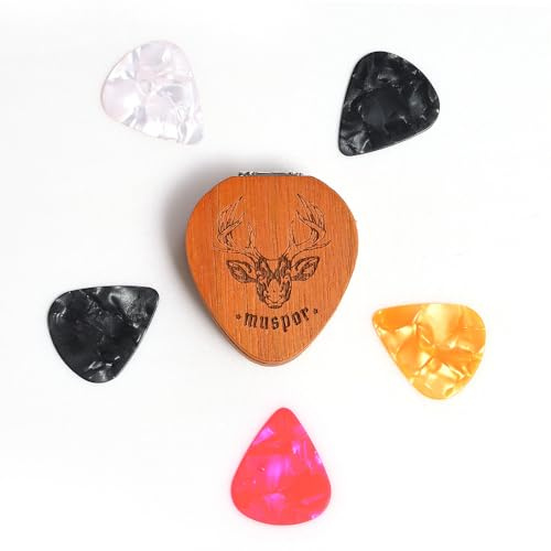 FUNFANG Gitarrplektrum för Elgitarr och Akustisk Gitarr - Muspor MX0379D 5 St Mahogny Plektrum Med Organisatör