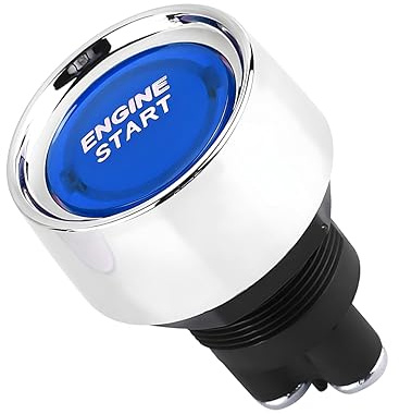 CGEAMDY Interruttore a Pulsante Di Avvio Multifunzionale, Interruttore Di Accensione a Pulsante Avvio Del Motore Dell'auto, Interruttore a Pulsante Avviamento Dell'accensione 12V Auto(Blu)