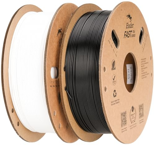 Creality High Speed PLA Filament 1.75mm Bundle 2Kg, 3D Printer Filament for 300mm/s Printing, Rapid PLA Filament No-Tangling, Dimensional Accuracy +/- 0.02mm for Most FDM 3D Printers (Black & White)