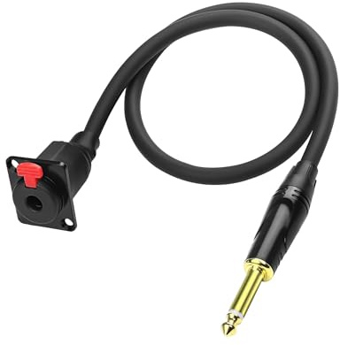 XMSJSIY D-Typ 6.35mm Panel Mount zu 1/4 Mono Audiokabel 6.35mm Buchse zu 1/4 TS Stecker Adapter Kabel mit vergoldetem Lautsprecher Kopfhörer Verlängerungskabel - 0.5M/1,64 Fuß