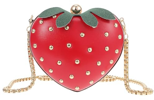 WRITWAA Rote UmhäNgetasche Erdbeere, Kreative Crossbody Bag Aus Pu Leder, Schultertasche FüR Damen, Vielseitig FüR Alltag, Partys, Reisen