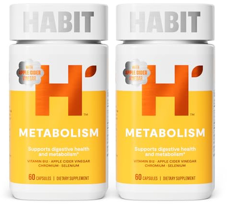 Habit Metabolism Supplement 2 Pack (120 Capsules) - Supports Digestive Health & Metabolism, Vitamin B12, Selenium, Chromium, Apple Cider Vinegar, Vegan, Non-GMO