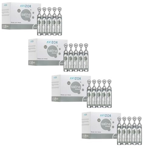 Avizor Saline - Avizor Saline Solution Unidose 30x5ml - Pack of 4 Boxes - Rinsing and Hydrating Contact Lenses - Saline Solution for Rinsing, Hydrating, and Caring for Contact Lenses and Eyes