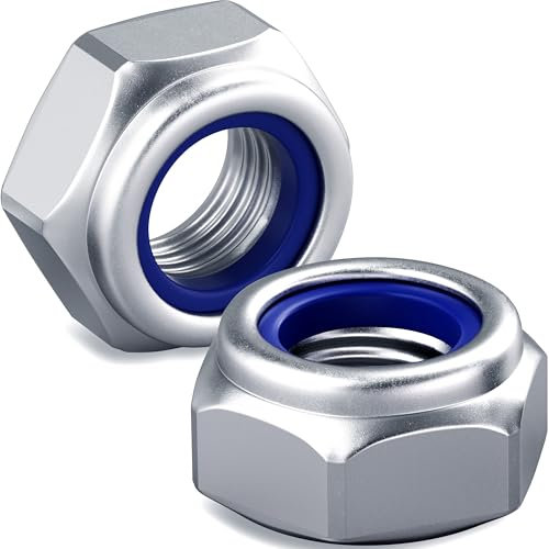 30PCS M6 Nylock Nuts, HOLMOL 6mm Locking Nuts, DIN 985 Stainless Steel M6 Self Locking Nut for Bolts, Nyloc Hexagon Nut for Lock Washers, Bolts, Screws
