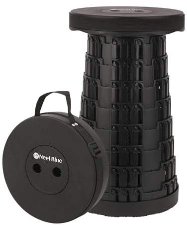 Trimming Shop Telescopic Folding Stool Adjustable Portable Seat - Black