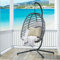 Lvifur Hängesessel mit Gestell,Hammock Chair Belastbar bis 160kg,Hängestuhl Outdoor mit Weicher Sitzkissen,Hängeschaukel für Garten,Balkon und Wohnzimmer- Grau
