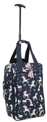 Bordlite Ryanair, EasyJet Kids Cabin Approved Holdall on Wheels, Underseat Carry-Ons, Extendable Handle, Multi Pocket, Travel Bag - 40x20x25cm - Flight Bags for Boys & Girls - Unicorn