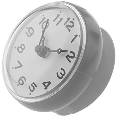 F Fityle wasserdichte Badezimmeruhr mit praktischem Saugnapf - Zeitmesser für, Grau