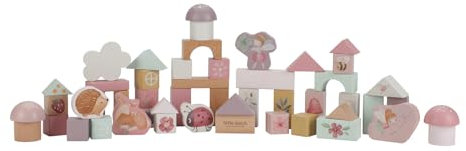 Little Dutch 7345 FSC Holz Bauklötze 50 Stück in Box - Fairy Garden rosa