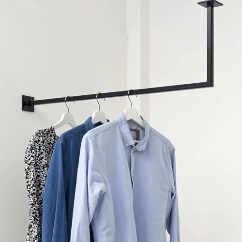 Industrielle Garderobenstange - SIMPLE HANGIN' | Kleiderstange zur Wand- & Deckenmontage | Pulverbeschichtetes Metall | Schwarz | Hohe Belastbarkeit & Modernes Design (1000x600)