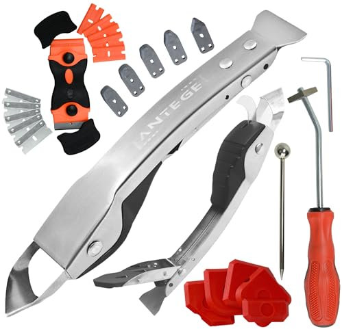 Kit renovador de juntas 26 piezas, quita silicona y aplicador de silicona con espátulas, rascador y herramienta de calafateo en acero inoxidable