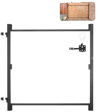 VEVOR Kit di Costruzione Cancello per Aperture Larghe 1524 a 2438 mm Recinzione Alta 1219,2 a 1524 mm Kit Telaio Cancello Completo Anti-Cedimento con Serratura a Scatto e Viti, per Recinzione in Legno