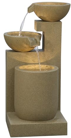 Dehner Gartenbrunnen Samson, Terassenbrunnen frostbeständig, Brunnen für Außen, mit LED Beleuchtung, ca. 100 x 54.5 x 54.5 cm, Polyresin, braun | Terassenbrunnen frostbeständig, Brunnen für Außen, mit LED Beleuchtung, Polyresin
