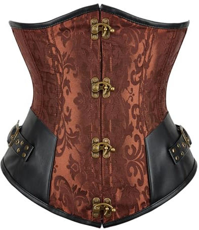 Grebrafan Steampunk Unterbrust Damen Retro Corsage Vintage XL Braun