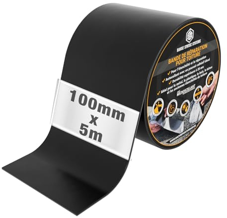 HSS Dachrinnendichtband selbstklebend selbstklebend Dichtband Dichtband Dichtband wasserfest UV beständig - Einfache Reparatur von Dach, Rissen, Fugen (Schwarz, 100mm/5m)