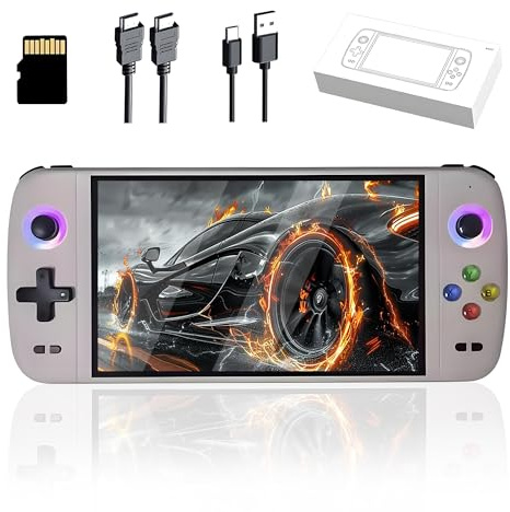 M27 Console de Jeux Vidéo Rétro 256G, Console de Jeu Portable avec 50 000+ Jeux Rétro Intégrés et 30+ Émulateurs, Écran IPS de 7 Pouces, Résolution 600*1024, Joystick 3D Double (Gris)