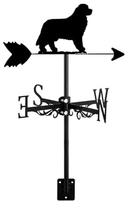 3D Animal Retro Metal Iron Weather Vane Wind Direction Indicator Decoration Accessories for Farm Scene Garden Patio Roof Art Decoration Weathervane, Newfoundland Dog (Newfoundland Dog)