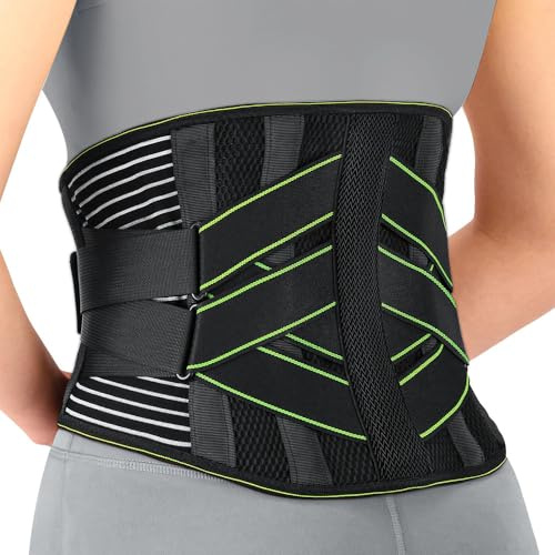 Lureon Ceinture lombaire avec 7 barres de soutien métalliques homme et femme - Protection lombaire et sacrée, avec tissu respirant pour travail et sport, Modèle amovible avec coussin 3D