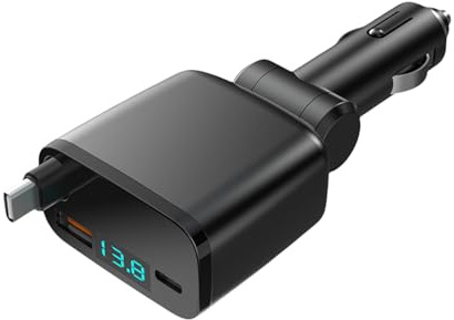 Cargas para Automóviles Pequeños con Cable Retráctil Y Prevención De Cortocircuitos Ahorro Espacio Cargas Automáticas 3 En 1 Teléfonos Inteligentes Adaptador Automóvil Carga Rápida