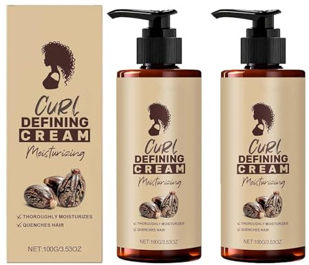 Curl Définition de la crème pour les cheveux bouclés et ondulés, lotion améliorant de longue durée ondes sèches frisotantes, crème de style sans rinçage légère, Coiffure et conditionnement (2pcs)