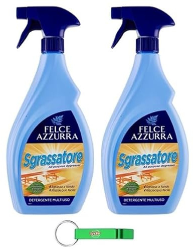 2x FELCE AZZURRA Entfetter Sgrassatore Multiuso,Reinigungs-Spray mit Fettlöser,Reinigungsmittel 750ml + Beni Culinari Kostenloser Schlüsselanhänger