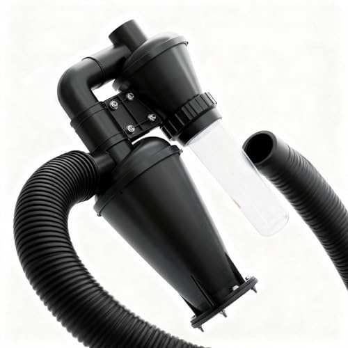 Thirrni Zyklonabscheider, mit 50mm/2'' Turbolader Filter Geeignet zum Trennen von Holzspänen, Staub, Metallspänen, Kunststoff, Textilien, Laub und Haaren, Zyklon Staubsammler Doppelte Filtration