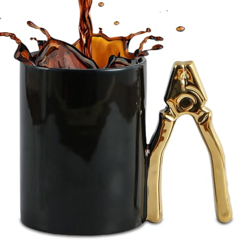 ZONSUSE Rolig kaffemugg verktyg, kreativ kopp med tånghandtag, kontorsmugg i mekanisk stil, personliga presenter till män, kollegor, vänner och gör-det-själv-älskare, 350 ml (guldtäng)