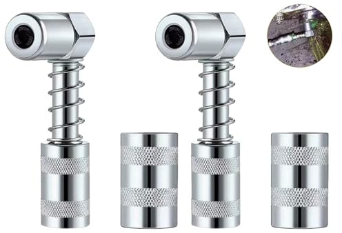 Uppsättning av 2 90 graders fettpress, munstycksadapter, vinkelfettpressskoppling med hylsor, högtrycksfäste för smörjnipplar, lämplig för bil, lastbil, grävmaskin, jordbruk och industriella
